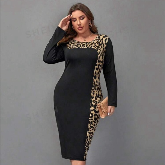 SHEIN Clasi Plus Leopard Print Bodycon Dress 4X - Picture 2 of 5